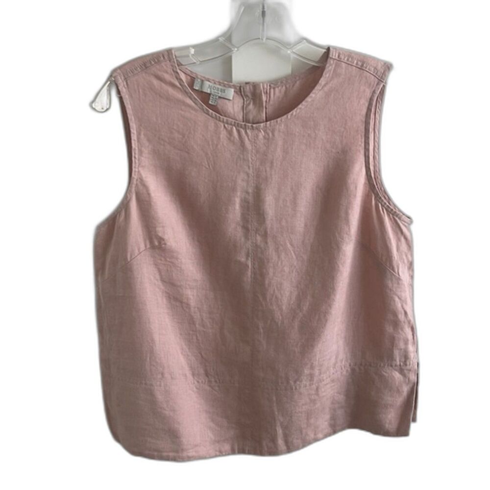 EUC Hobbs dusty Pink 100% flax linen Halle button back Tank Top Sz US 4 Small